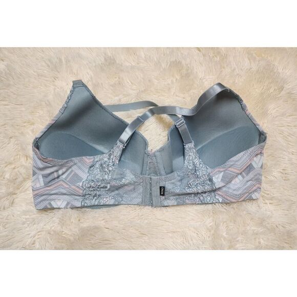 XOXO Womens Chevron Blue Lace Molded Cup Size 40D Push up Underwire Bra - Picture 5 of 6